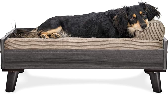 Furhaven Elevated Dog Bed Frame for 30" x 20" Medium Dog Beds, Easy Assembly - Mid-Century Modern Bed Frame - Gray Wash, Medium
