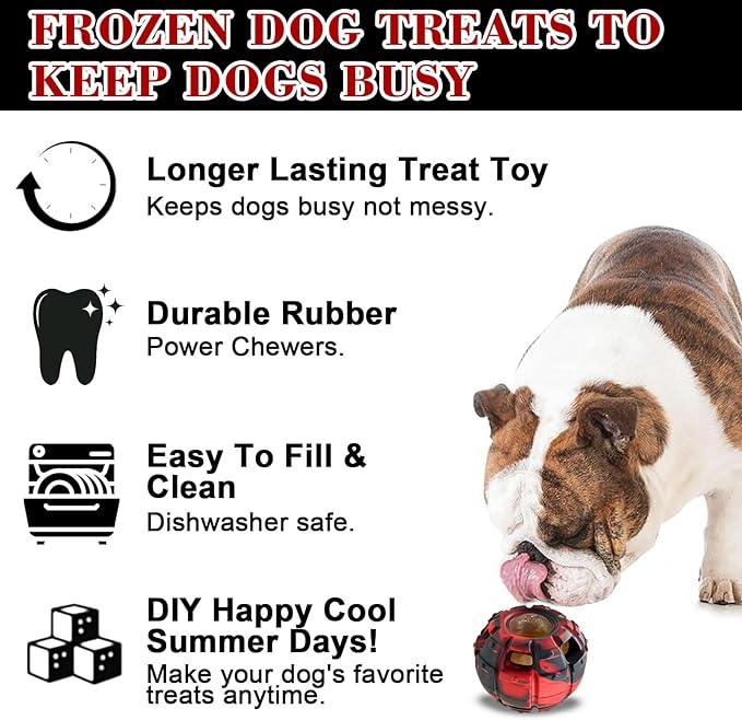 Yipetor Dog Toy, Frozen Dog Treats to Keep Dogs Busy, Interactive Treat Dispensing Dog Toy Puzzle, Interactive Chew Toys for Puppy Small Medium Dog, Power Chewer, Durable Rubber-Easy to Clean(Medium)