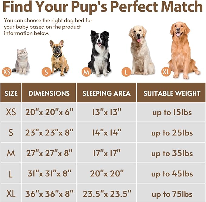 JOLLYVOGUE Calming Dog & Cat Bed for Small Dogs, Anti-Anxiety Donut Cuddler Cozy Soft Round Bed with Anti-Slip Bottom, Fluffy Faux Fur Plush Cushion Beds for Small Medium Dogs (20")