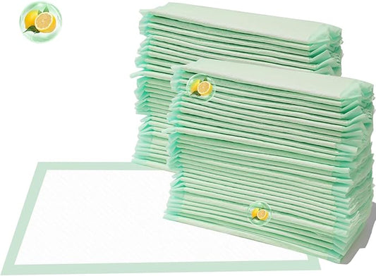 IMMCUTE Cat Litter Pads 16.9" X 11.4", Lemon Scent, 50 Ct, Pee Pads for Cats, Thickened Super Absorbent Pee Pads, Cat Pads for Litter Box System