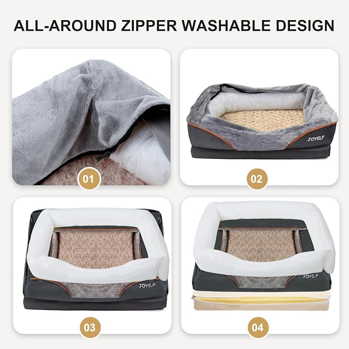 JOYELF Memory Foam Dog Bed Small Orthopedic Dog Bed & Sofa with Removable Washable Cover and Squeaker Toy as Gift