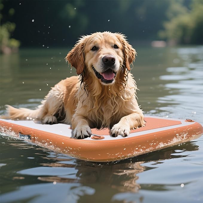 Inflatable Plank Dog Float Ramp,Up to 180lbs Dog Water Ramp Ladder with Non-Slip Dock Platform for Swimming Pool,Boat,Lake