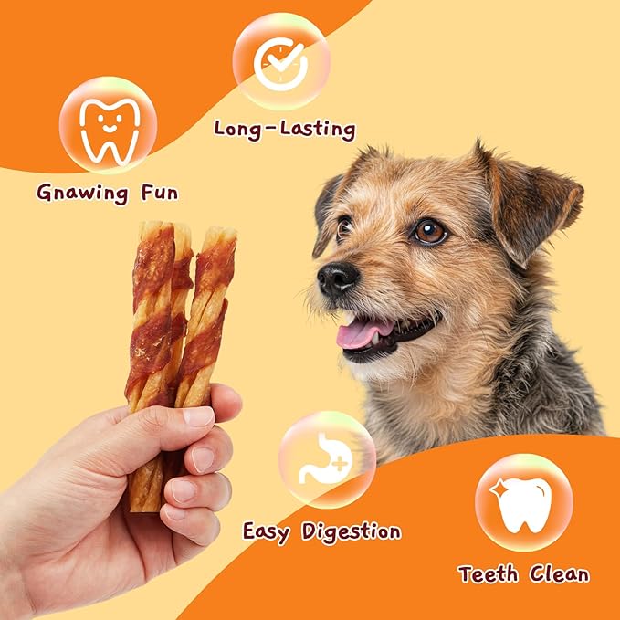 Jungle Calling Dog Treats, Duck Wrapped Chicken Collagen Sticks for Small Medium Dogs, Long-Lasting Dog Chews, Dental Bones for Teeth Cleaning, Digestible Bully Sticks Rawhide Alternative, 14.1oz