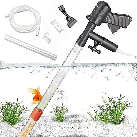 Fish Tank Cleaner, Gravel Pump Vacuum for Aquarium, Vacuum Water Changer Sand Algae Cleaner Filter,New Quick Water Changer with Air-Pressing Button,Safe and Noisy,Adjustable Length, Free Your Hands