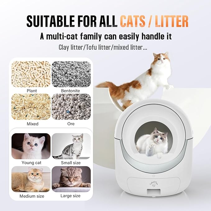 Extra Large Self Cleaning Cat Litter Box, with APP Control Smart Odor Removal Automatic Cat Litter Box, Odor Removal Safety Protection for Multiple Cats