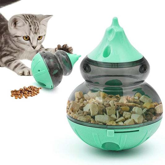 Dog Treat Dispenser Physical Training and Brain Stimulation Puzzle Toy Cat Interactive Feeding Tumbler Adjustable Slow Dispensing Feeder (Green)