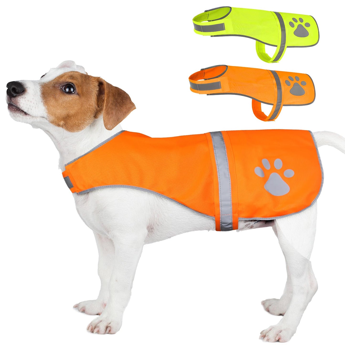 HIGO Reflective Dog Vest - Breathable Dog Safety Jacket, High Visibility Dog Hunting Vest, Adjustable Dog Coat for Outdoor Walking Jogging Camping (Orange, Small)