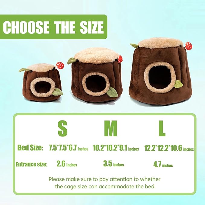 Guinea Pig Hideout Hamster Cage Accessories,Stump Style Soft Washable Hedgehog,Ferret,Rat Hammock for Cage,Chinchilla,Ferret, Bunny Bed,Small Animal Houses & Habitats(M)