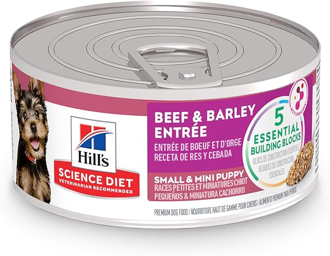 Hill's Science Diet Beef & Barley Entree Puppy Small and Mini Canned Food, 5.8 oz., Count of 24