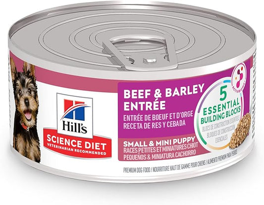 Hill's Science Diet Beef & Barley Entree Puppy Small and Mini Canned Food, 5.8 oz., Count of 24