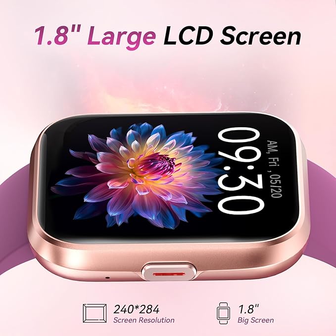 Fitpolo Smart Watches for Men/Women, 1.8'' Alexa Built-in Fitness Tracker Watch with Bluetooth Calls, IP68 Waterproof, Heart Rate/Sleep/SpO2/Stress Monitor, 110 Sport Modes for Android & iPhone