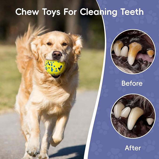 Dog Balls Tennis Balls for Dogs, Dog Toys for Aggressive Chewers, Durable Rubber Teething Chew Toys Water Floating Ball, Interactive Fetch Ball for Large Medium Small Dogs, Pets