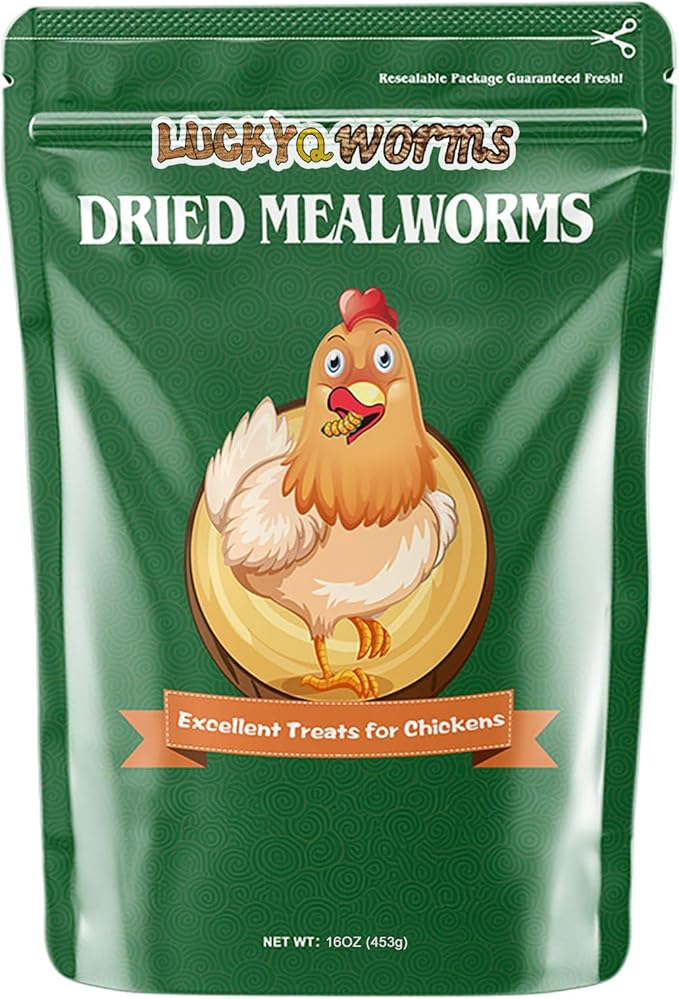 High-Protein Dried Mealworms 1Lb for Birds, Chickens, Turtles, Fish, Hamsters and Hedgehogs, Non-GMO and Chemical Free, All Natural Animal Feed
