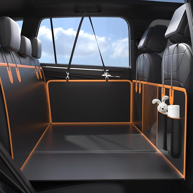 Back Seat Extender Dog Car Seat Cover for Back Seat with Hard Bottom Upgraded Waterproof Material Anti Scratch Safer Easy to Clean