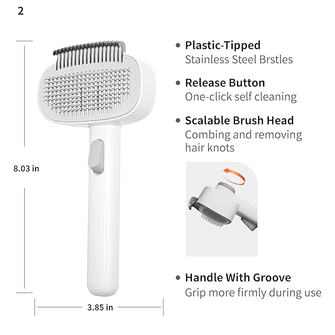 3 in 1 Cat Brush, Pet Brush for Cat Dog Long Short Haired, with Shower Combo, One Click Pet Hair Removal Comb for Small Animals Shedding & Grooming