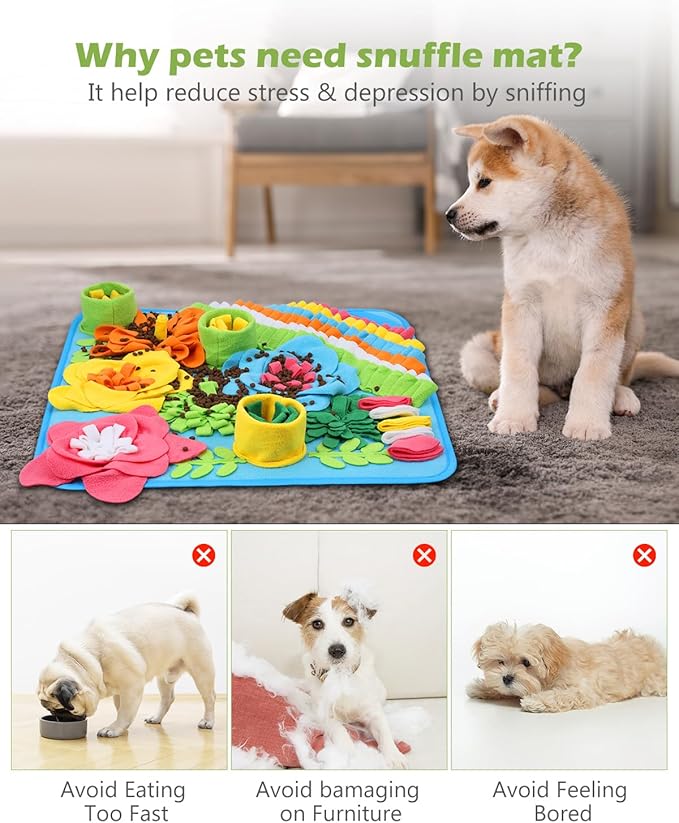 KeeKit Snuffle Mat for Dogs & Cats - Large Slow Feeder Mat for Small & Medium Breeds, Encourages Natural Foraging Skills, Durable Sniff Mat for Mental Stimulation & Stress Relief