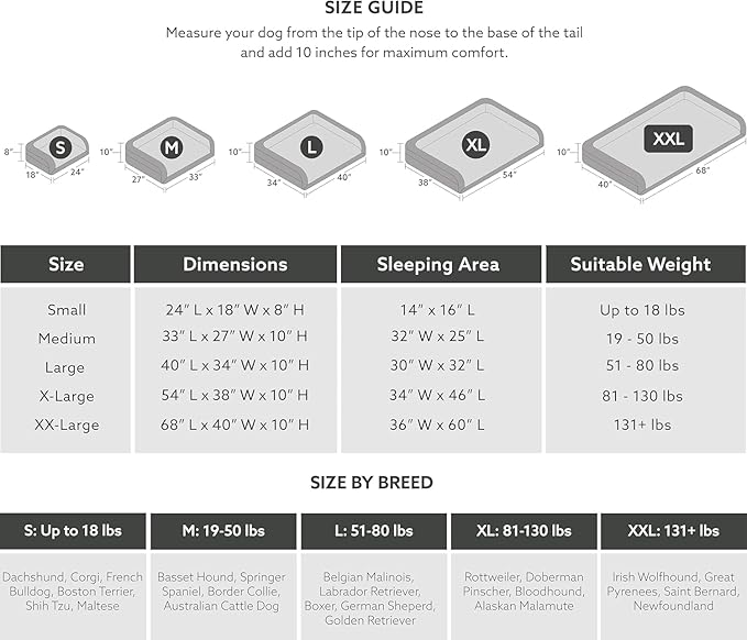 K9 Ballistics Tough Bolster Nesting Pillow Sofa Dog Bed with Removable Washable Cover - Durable, Water Resistant with Nonskid Bottom - XX-Large, Taupe Premium Finish