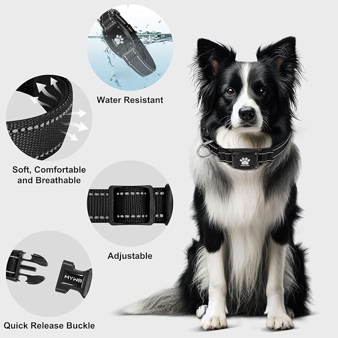GPS Dog Collar Tracker 2-in-1,Reflective Waterproof Adjustable Pet Collar,iOS-Only,Ideal for Dog Tracking pet Tracker,for Small to Large Dogs,Real-Time Tracking,No Monthly Fees(Black,Medium)