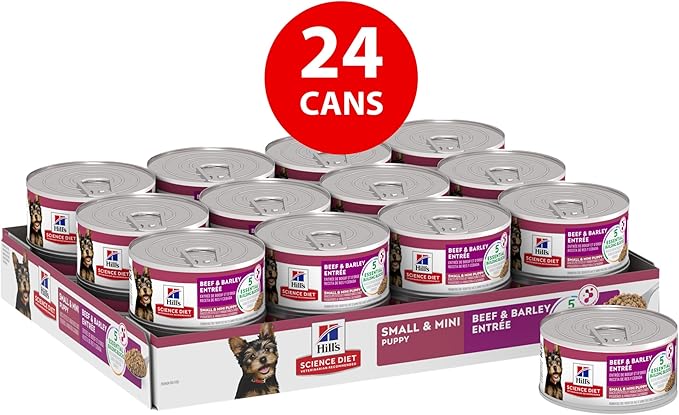Hill's Science Diet Beef & Barley Entree Puppy Small and Mini Canned Food, 5.8 oz., Count of 24