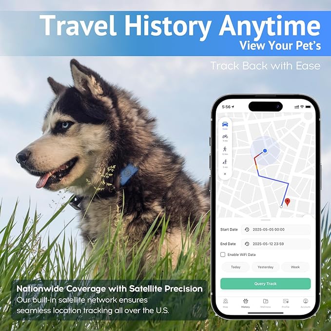 SUOFEIYA GPS Pet Tracker，Real-time Tracker for Dogs，Activity & Fitness Monitor，Virtual Fence，Waterproof，LED Light