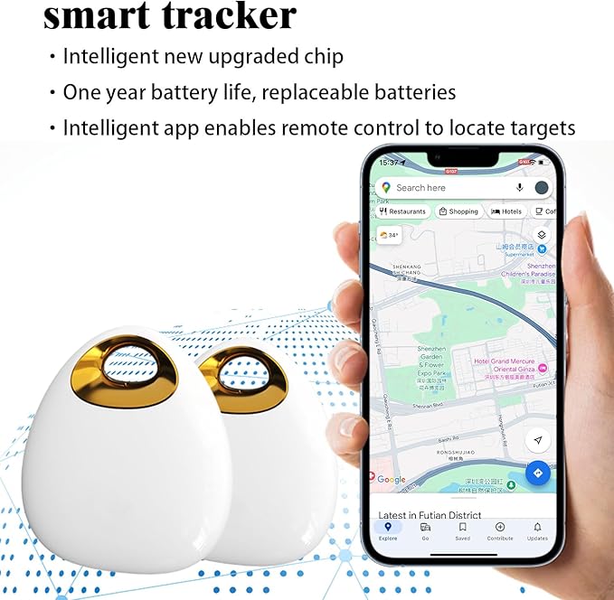 GPS Tracker for Dogs & Cats – Waterproof, Lightweight, Mini Real-Time Pet Locator with 1-Year Battery, No Subscription or SIM Required, Track History, iOS & Android Compatible