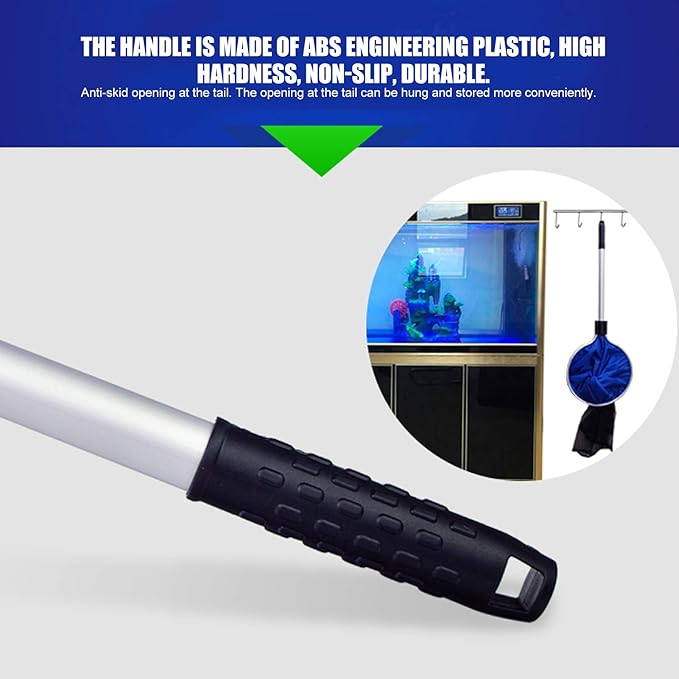 Fishing Net Aquarium Soft Fishing Net Long Knotless Netting Koi Tansfer Mesh for Medium Large Fish(Diameter 30CM, Handle 50CM)