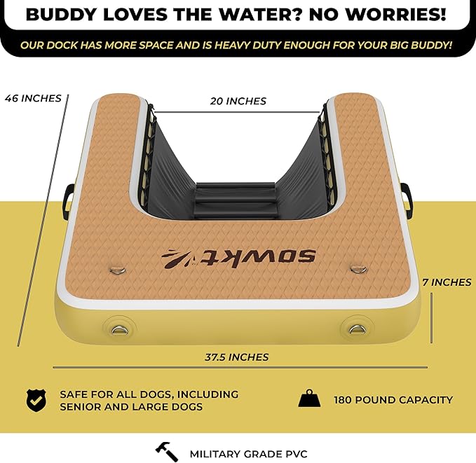 Inflatable Floating Dock for Lakes - (6' x 8’ and Dog Dock) - Large Floating Platform Lake Mat - Dog Water Ramp - Deck Floating Pad for Boats