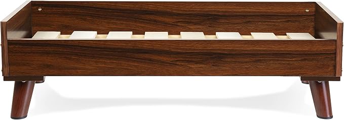 Furhaven Elevated Dog Bed Frame for 36" x 27" Large Dog Beds, Easy Assembly - Mid-Century Modern Bed Frame - Walnut, Large
