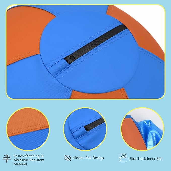 Herding Ball for Dogs and Horses - 18" Jolly Ball for Dogs, Agility Training Equipment, Herding for Australian/German Shepherd, Improved Bite-Resistant, Reinforced Sewing Dog Toys - Blue&Orange (New)