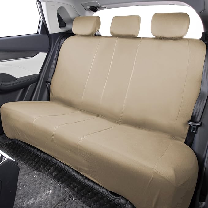 Flying Banner Rear Bench car seat Covers car seat Protectors Split 40/60 50/50 60/40 (Solid Beige, Value)