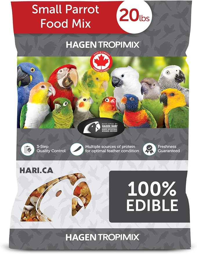 Hagen Tropimix Enrichment Food for Small Parrots, 20 lb. (9.07 kg) - HARI Small Parrot Food with Seeds, Fruit, Nuts, Vegetables, Grains, and Legumes