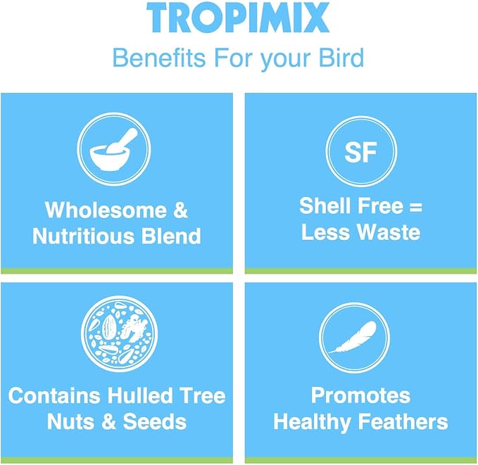 Hagen Tropimix Enrichment Food for Small Parrots, 20 lb. (9.07 kg) - HARI Small Parrot Food with Seeds, Fruit, Nuts, Vegetables, Grains, and Legumes