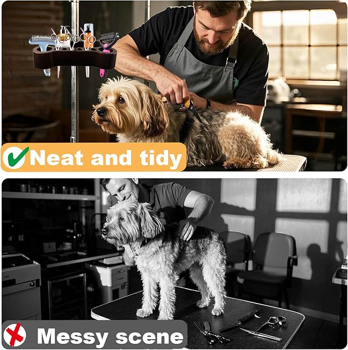 Adjustable Pet Grooming Organizer - Multi-Compartment Holder for Brushes, Scissors and Grooming Accessories