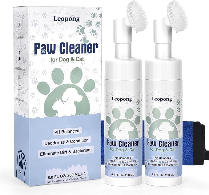 Dog Paw Cleaner,Dog Paw Wash Care for Dogs Large Medium Small XL Breed,2 Pack Waterless Foam with Silicone Scrubber, Dogs Cats Feet Paw Cleaner