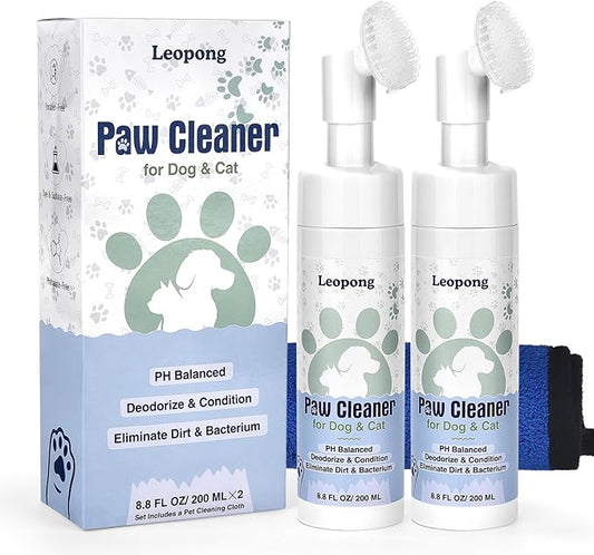 Dog Paw Cleaner,Dog Paw Wash Care for Dogs Large Medium Small XL Breed,2 Pack Waterless Foam with Silicone Scrubber, Dogs Cats Feet Paw Cleaner