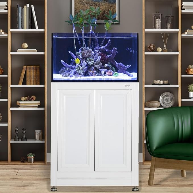 Innovative Marine INT (Internal Overflow) Complete Reef System - Aquarium, Stand, Sump, Return Pump, and Plumbing Assembly (50 Gallon with White APS Stand with Leveling Frame)