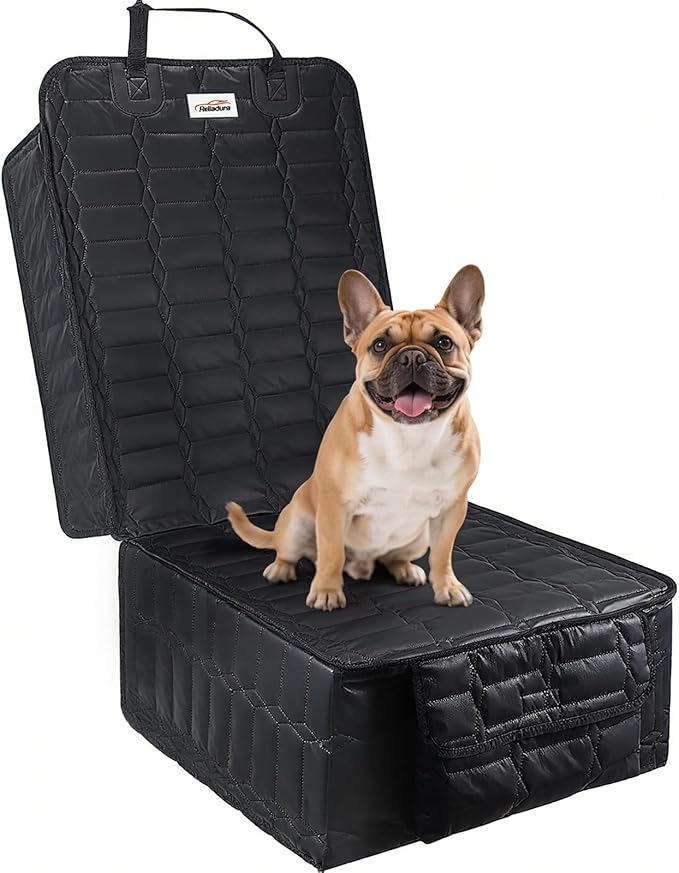 Front Seat Covers for Dogs, Waterproof Leather Dog Car Seat Cover, Full Coverage Nonslip Scratchproof Pet Car Seat Protector, Fits Cars, Small Trucks, SUVs Bucket Seat Cover