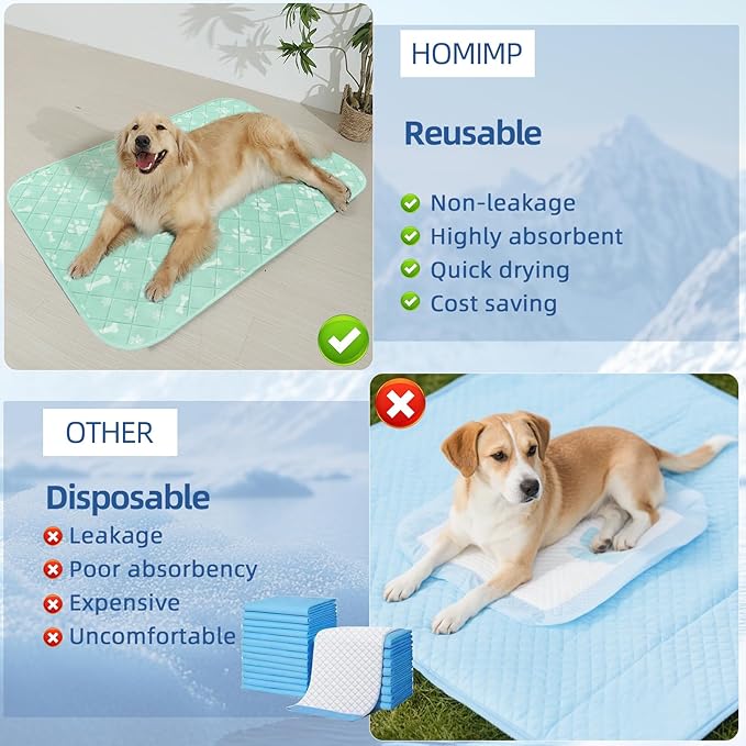 Homimp Self-Cooling Mat for Dogs, 6 Pack Washable Cooling Mat & Sleeping Pad, Reusable Waterproof Dog Pee Pads, Non-Toxic, Non-Slip Potty Pads for Whelping Litter Mat Puppy Supplies in Summer, 16"x20"