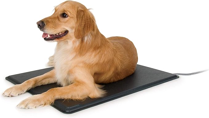 K&H Pet Products Lectro-Kennel Heated Outdoor Dog Pad, Durable Rigid ABS Plastic Waterproof Heated Pad for Cat & Dog Houses Outdoor, Washable Cover, Safety Listed - Large 28.5 X 22.5in Black 80W