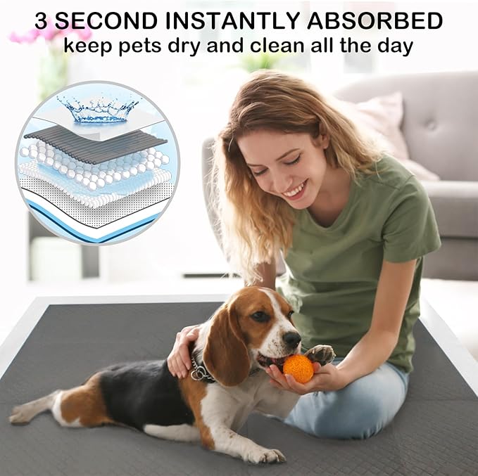 ELEGX Extra Large 54"x37" 40 Pcs Odor-Control Super Absorbency Charcoal Pee Pads for Dogs - Leak-Proof Disposable Potty Pads for Dogs and Cats