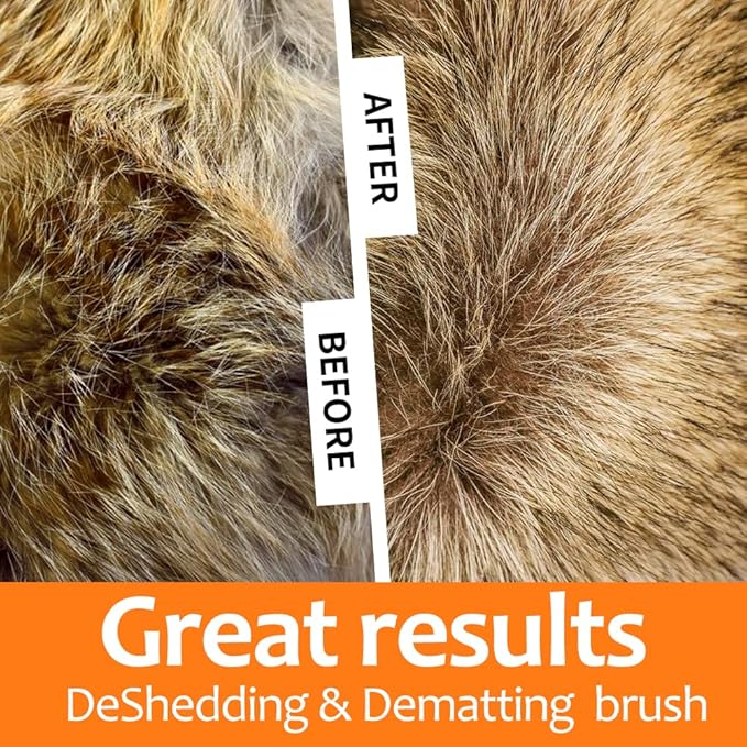 Undercoat Rake for Dogs, 2 in 1 Dematting Comb & Deshedding Tool for Long Hair Pets, Pet Hair Grooming Brush, Clear Mats and Tangles, Reduces Shedding by 95%