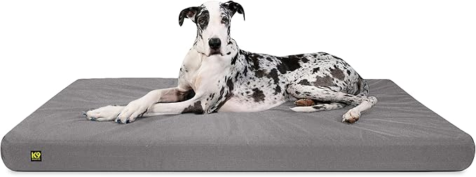K9 Ballistics Tough Ripstop Orthopedic Rectangle Dog Bed Removable Washable Cover, Solid Orthopedic Foam for Size XXL Giant Big Dogs 68"x40", Light Gray Velvet