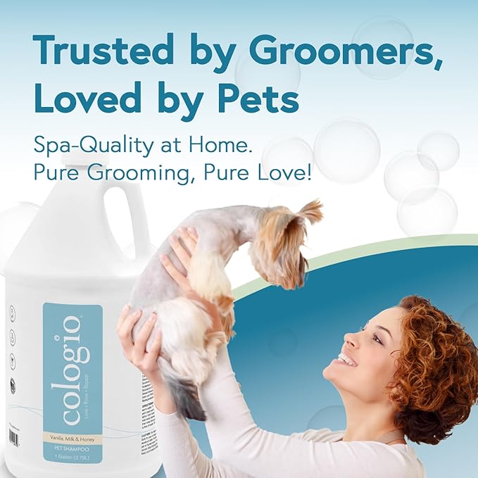 Moisturizing Dog Shampoo, Deodorizing Manuka Honey Vanilla Scented Pet Shampoo for Dogs, Made in USA Itchy Dry Skin Itch Relief Puppy Bath Soap for Sensitive Skin – Gentle, Cruelty-Free (1Gal)