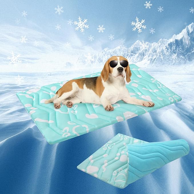 BEAUTYZOO Upgrade Dog Cooling Mat Extra Large, Reversible Self-Cooling Mat for Dogs, Thicken Pet Ice Cool Pad Blanket for Summer Kennel Sofa Bed Floor Car Seat, Machine Washable&Foldable, 36"x23"