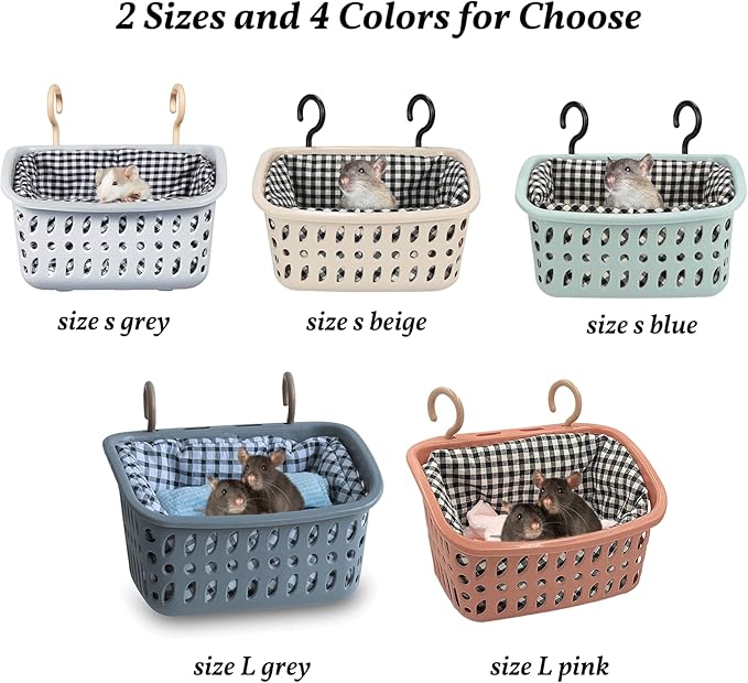 JWShang Rat Hammock for Cage, Chew Proof Hanging Basket Bed with Sturdy Hooks, Pet Cage Accessories, Safe Cozy Small Animal Rodent Hammock for Sugar Glider Mice Snuggling Sleeping