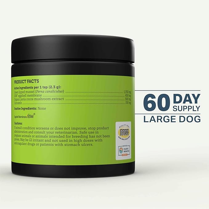 Hip & Joint - Mobility & Joint Support with Glucosamine and Chondroitin for Dogs, 2.4 oz - 22 to 60 Day Supply, Depending on Dog’s Weight - Vet Formulated - Easy to Mix - Delicious
