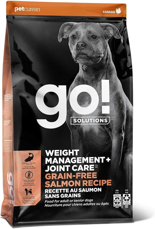 Go! Solutions Weight Management + Joint Care, Grain-Free Dry Dog Food, Salmon Adult and Senior Recipe, 22 lb Bag