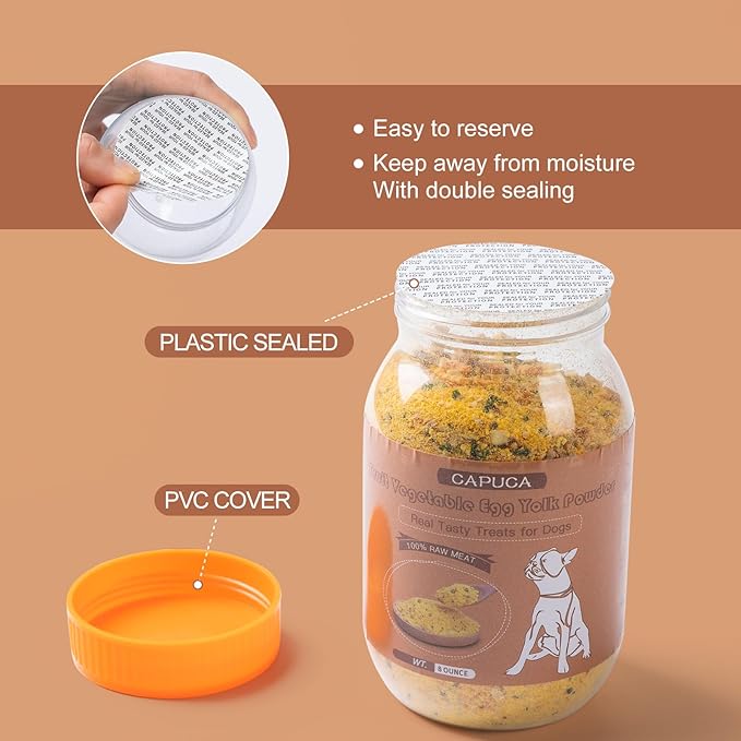 Freeze-Dried Dog Food Topper - Natural High Protein Mix with Fruits, Vegetables & Egg Yolk Powder for Picky Eaters (8 oz)