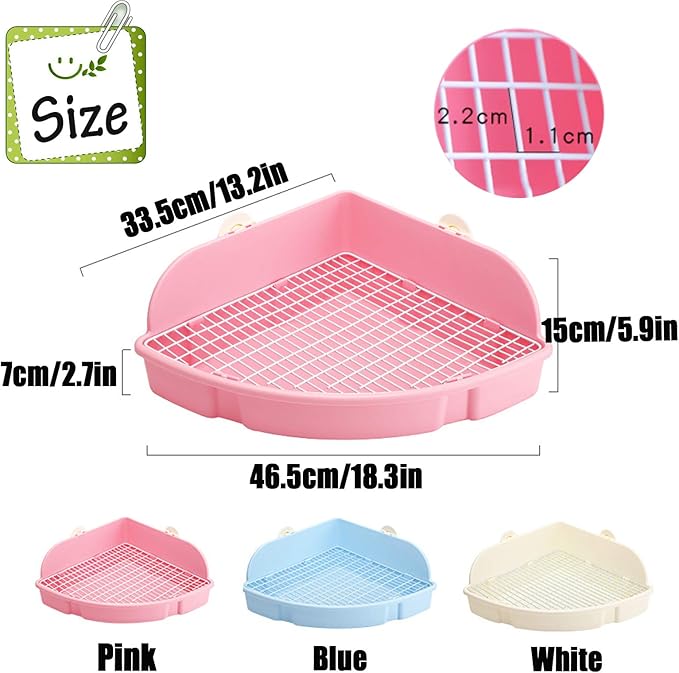 kathson Large Rabbit Litter Box Bunny Corner Toilet Box Potty Trainer Bigger Pet Pan Small Animal Cage Toilet Bedding Box Fanshaped for Adult Guinea Pigs Chinchilla Ferret Galesaur