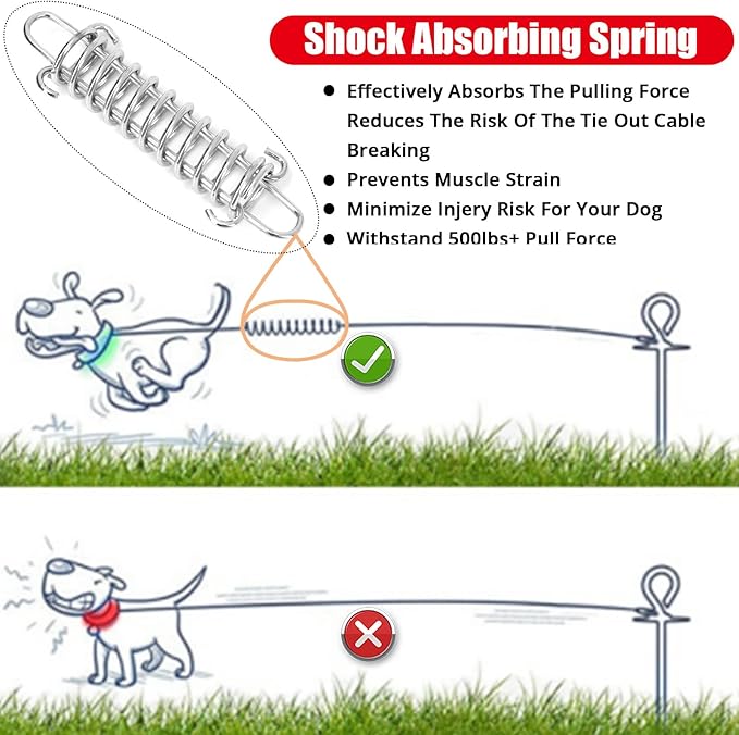 Jenico Dog Tie Out Cable - 70 FT Runner Cable with Swivel Hook, Outdoor and Camping Dog Leash Tether, Rust-Proof Training Line for Small to Medium Pets Up to 500 LBS